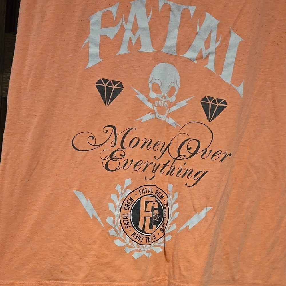 Peachy-Orange FATAL Punckrock Women's XL "Money Over Everything" Shirt